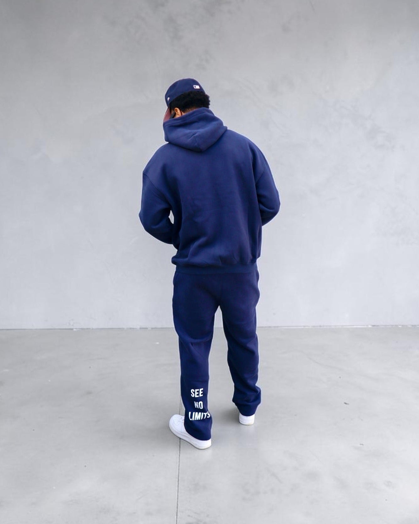 Deep Sea Navy Blue Heavyweight Sweatsuit – See No Limits
