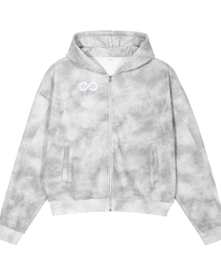 Washed Zip-Up Hoodie — Cloud Grey