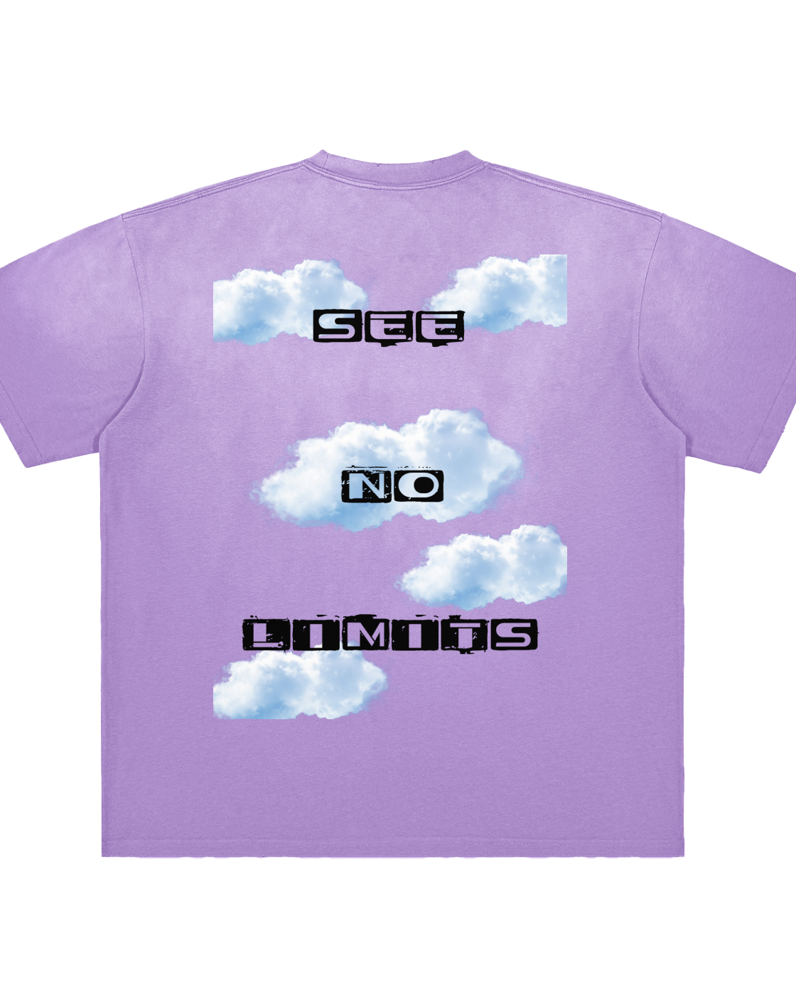 See No Limits Vintage Washed T-Shirt Heavyweight Oversized Cloud Graphic Tee