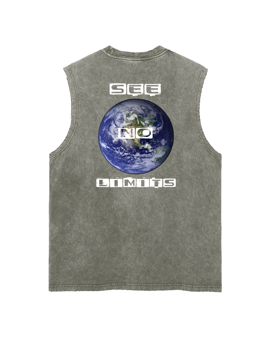 See No Limits Earth Graphic Tank Top White Letters