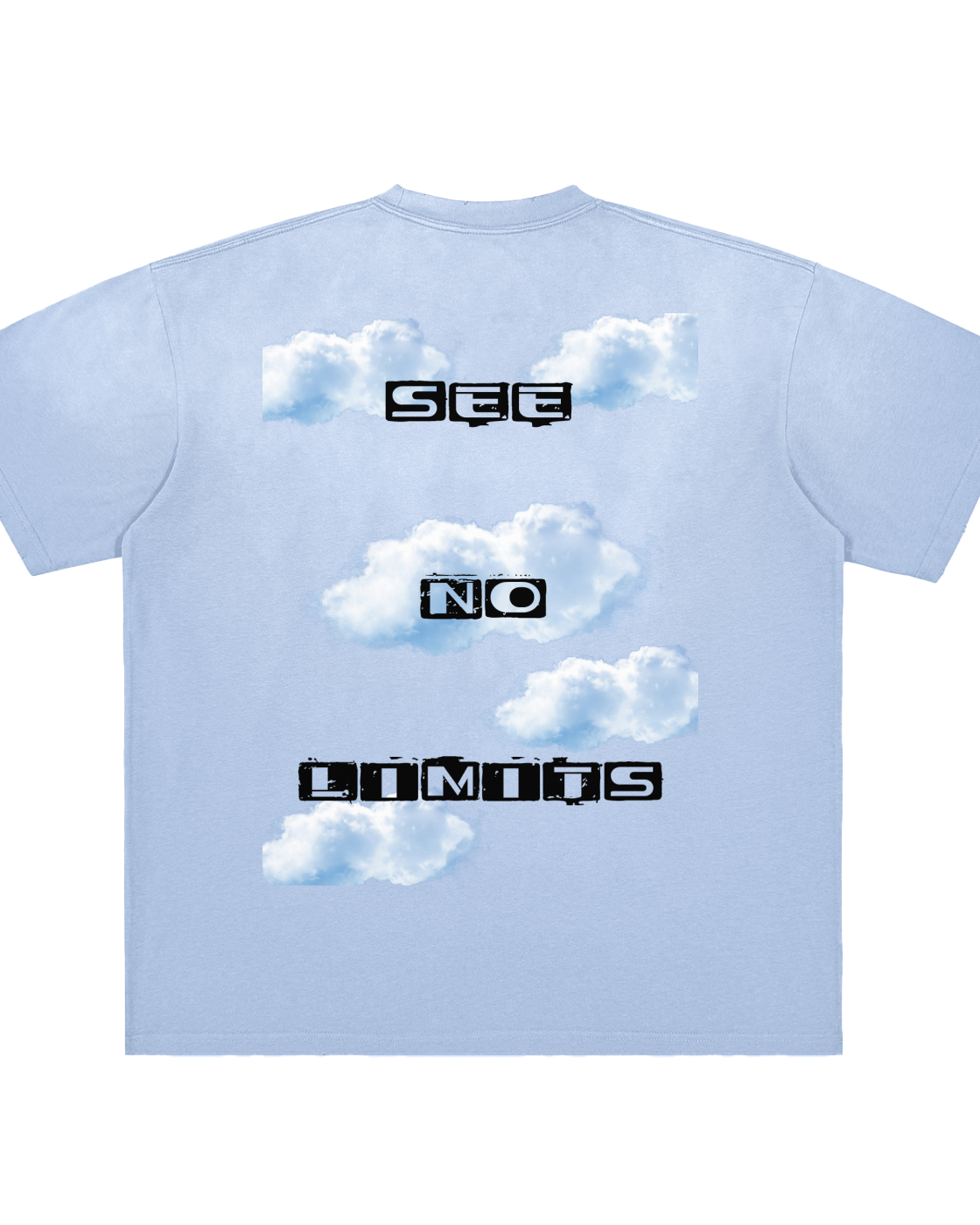 See No Limits Vintage Washed T-Shirt Heavyweight Oversized Cloud Graphic Tee