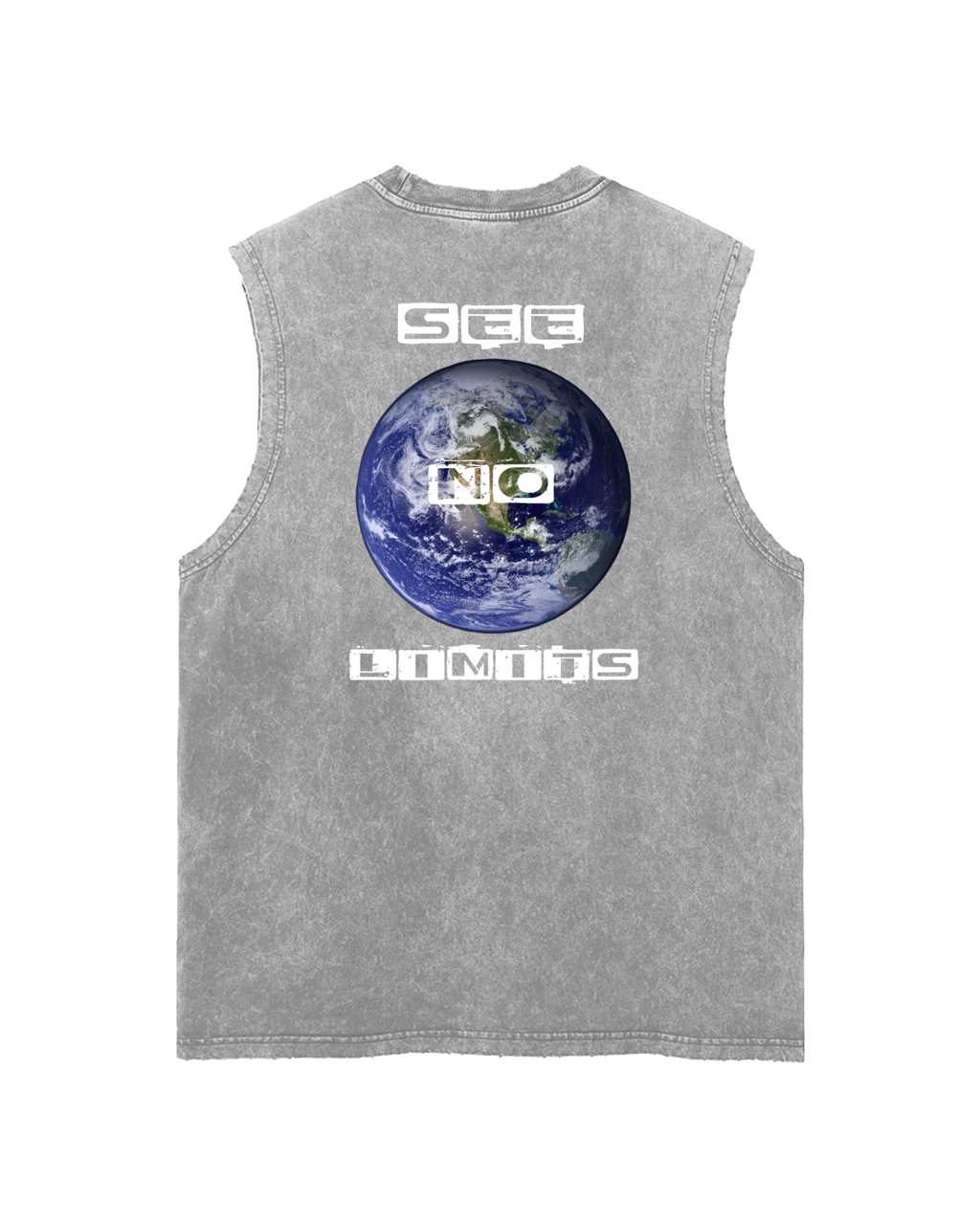 See No Limits Earth Graphic Tank Top White Letters