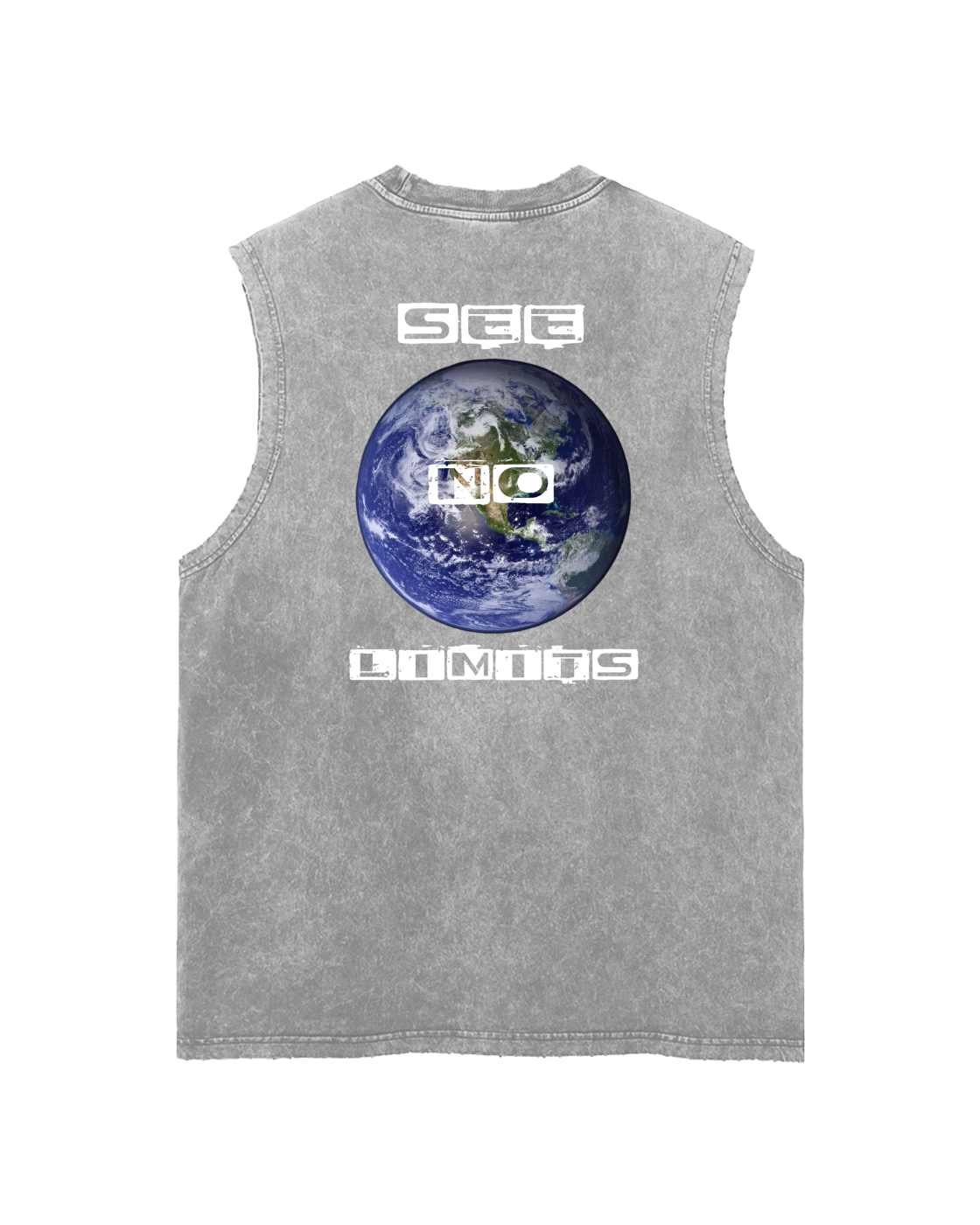See No Limits Earth Graphic Tank Top White Letters